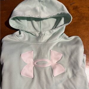 Under Armour Mint Green Hoodie with Pink Logo